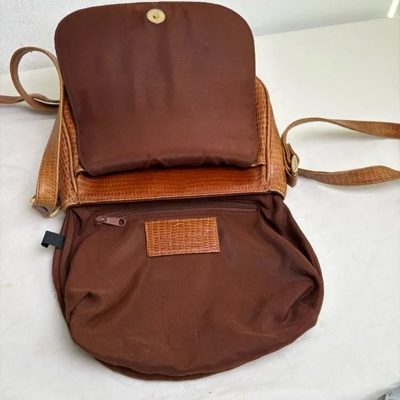 ETIENNE AIGNER vintage croc embossed cognac leather crossbody bag - Picture 13 of 16